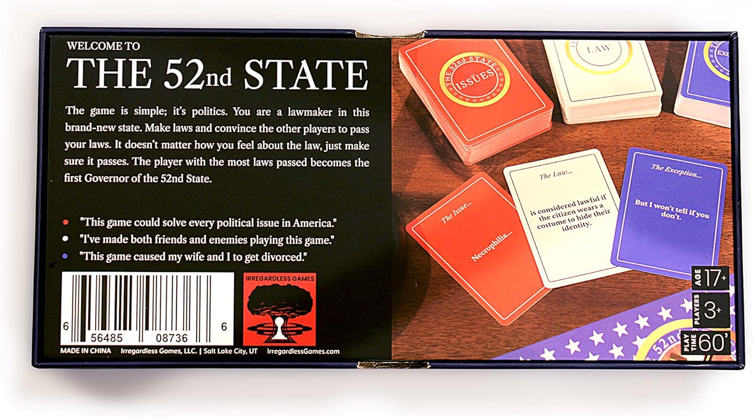 The 52nd State Card Game The Fun Law Making Party Game!, Red, White and Blue