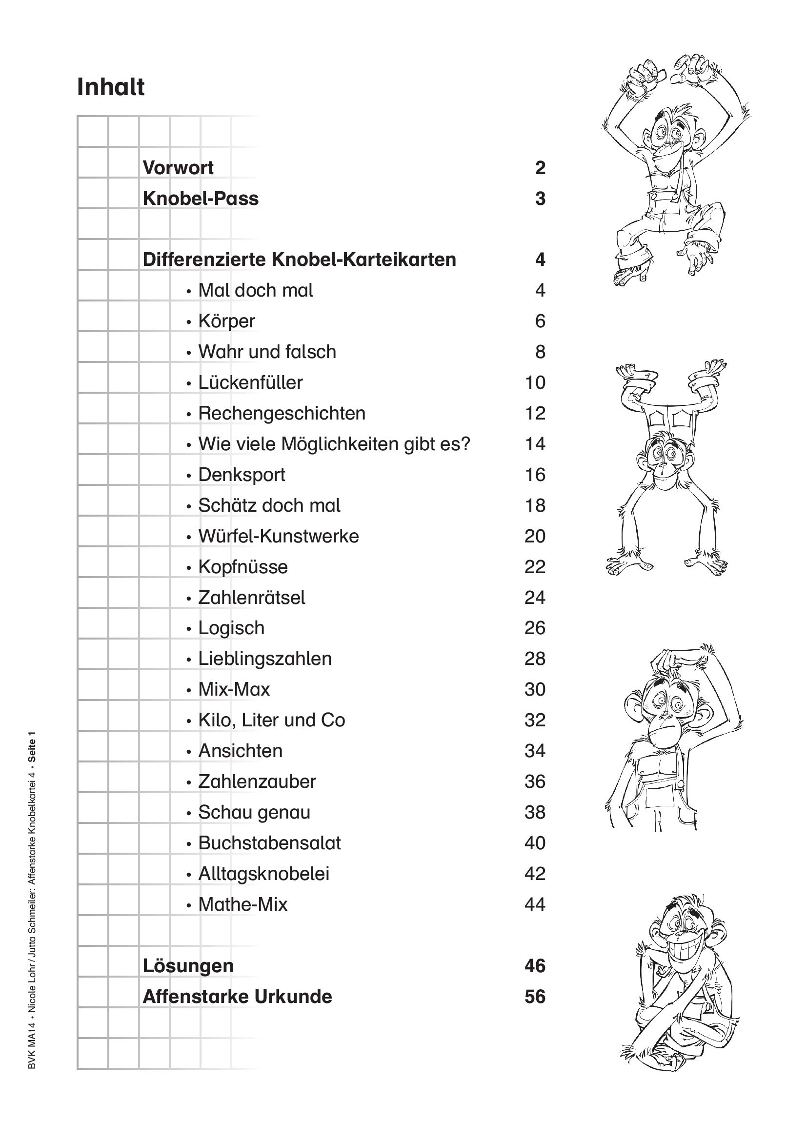 Affenstarke Knobelkartei Klasse 4