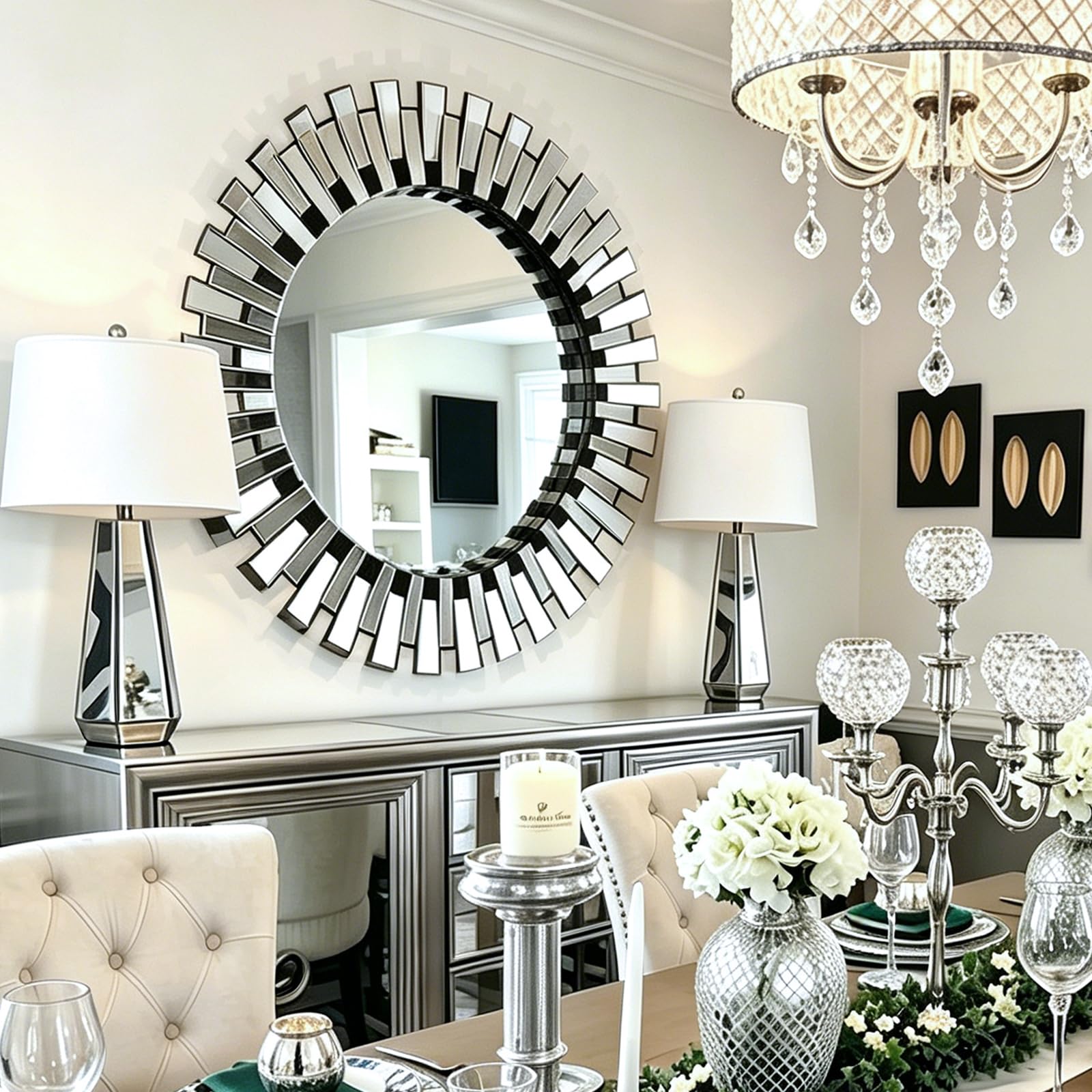 BED & BATH BEYOND ウォールミラー 　鏡　ミラー　46x56 Chende Round Mirrors for Wall, 32'' Large Decorative Mirror with