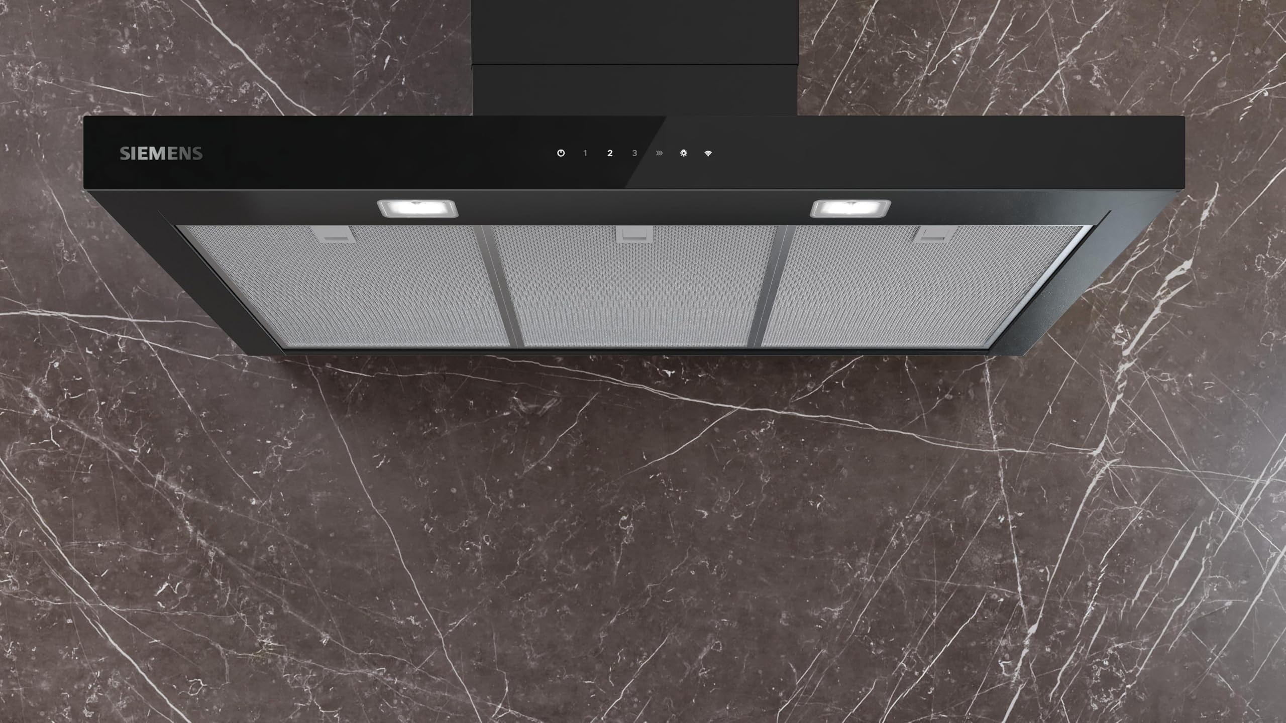 Siemens - Campana Extractora Decorativa de Pared, iQ500, 90 cm de ancho, negro mate, LC97BDN60