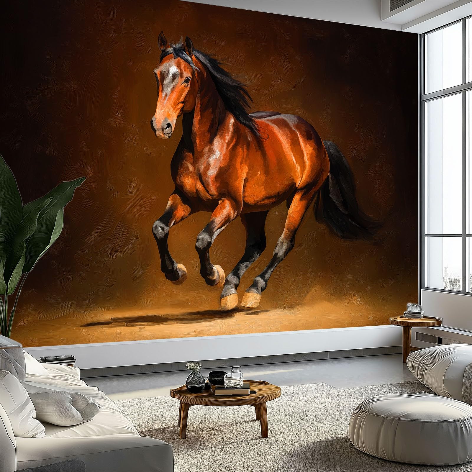 Fototapeta z włókniny, zwierzęta, konie, brązowa, tapeta ścienna, salon, sypialnia, biuro, korytarz, 450 x 315 cm, tapeta do pokoju dziecięcego, dla chłopców i dziewczynek