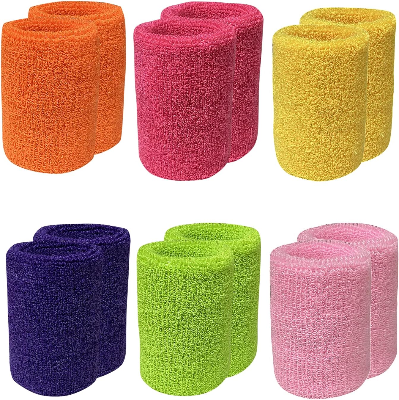 AQSXO Sports Wristbands Cotton Sweat Bands, for Basketball, Baseball, Running Athletic Sports, 12 Pack. : Sports & Outdoors