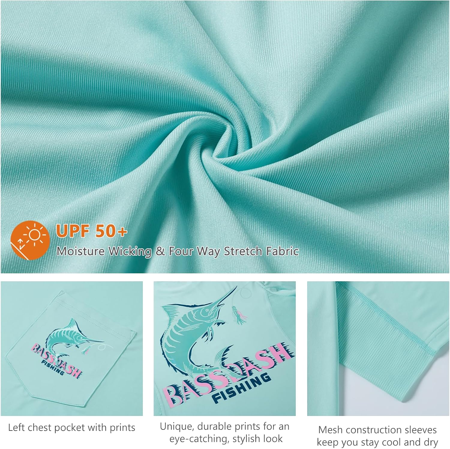 BASSDASH Men’s UPF 50+ Fishing Graphic T-Shirts Pocket Short Sleeve Shirt Quick Dry UV Sun Protection Casual Outdoor FS46M - Image 5