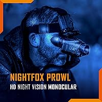 Vista 5 de Monocular de visión nocturna Nightfox Prowl - Gafas de visión nocturna, montaje en cabeza o casco, 1 NVG de aumento, grabación de video de 1080p