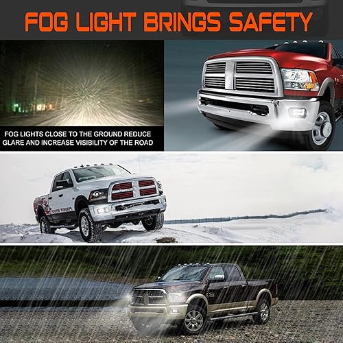 Miniatura 7 de Luz antiniebla LED con luz de circulación diurna para Dodge Ram 2009-2012 1500, 2010-2017 25003500 conducción de luces antiniebla montaje camioneta