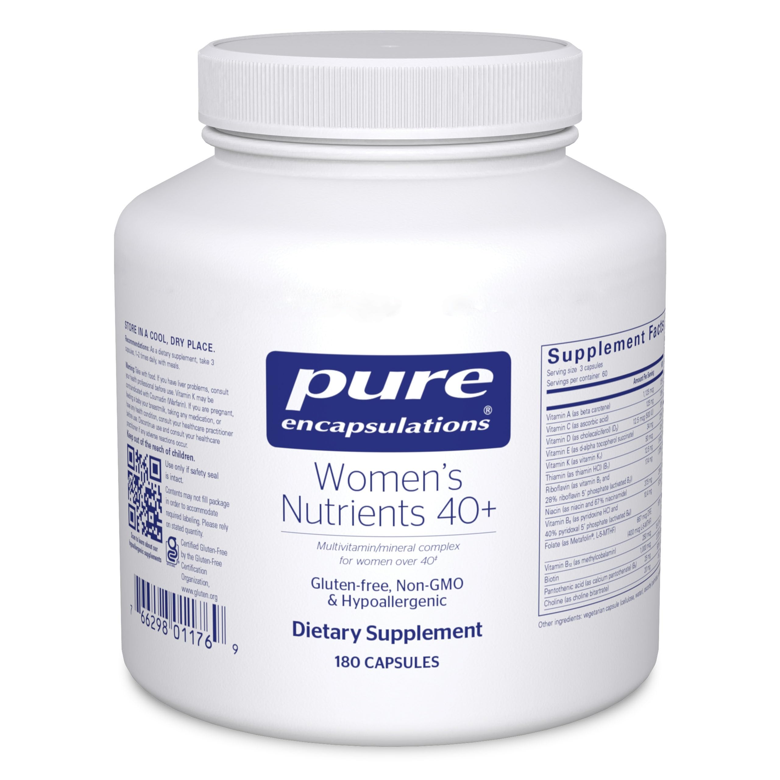 Pure EncapsulationsWomen's Nutrients 40+ - Multivitamin for Women Over 40 to Support Urinary Tract Health, Breast Cell Health & Eye Integrity* - with Vitamin C, E & A - 180 Capsules
