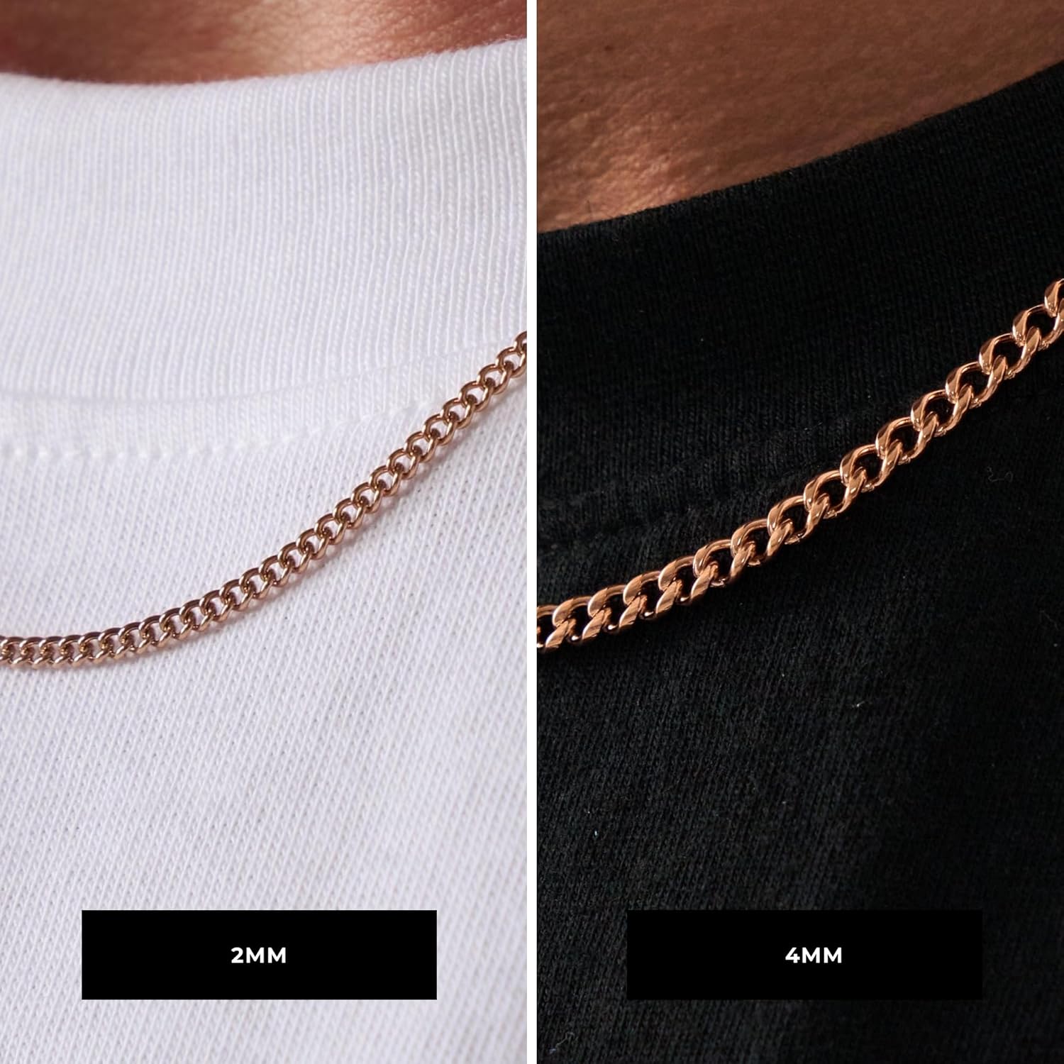 CRAFTD - Rose Gold Cuban Link Chain - Durable 18K Rose Gold & 316L Stainless Steel - Waterproof, Heat & Sweat Resistant - Gifts for Men - Men's Jewelry - Image 5