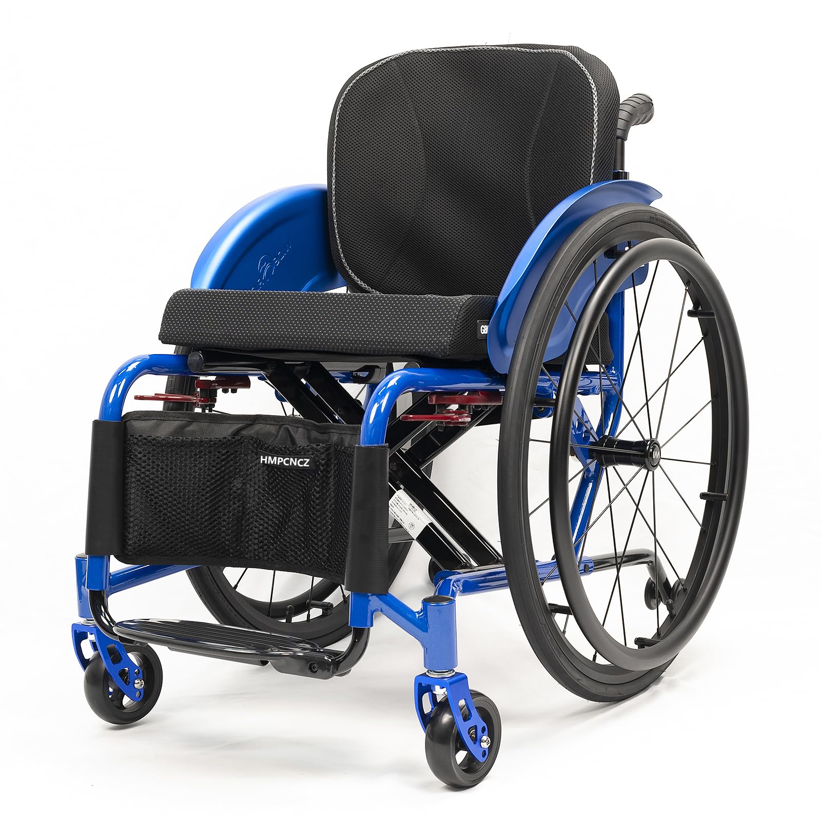 Silla De Rueda Deportiva Liviana para Adultos, Silla De Aleación De Aluminio Ligero Portátil Plegable, Altura De Asiento Y Reposapiés Ajustable, con Ruedas De 24 Pulgadas(40cm/15.7in,Blue)