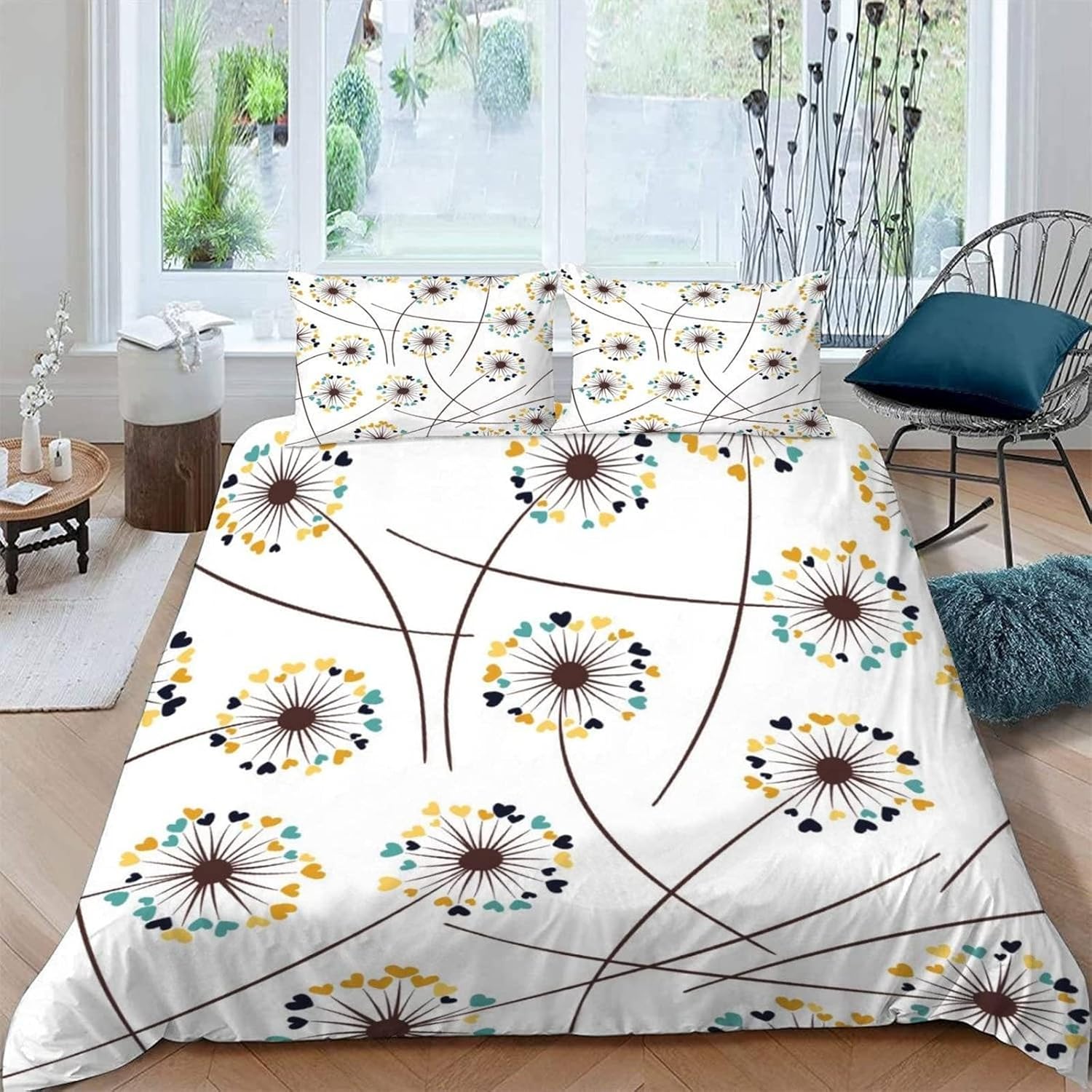Children's Bed Linen Set, White Dandelion Bed Linen, 135 x 200 cm, Boys