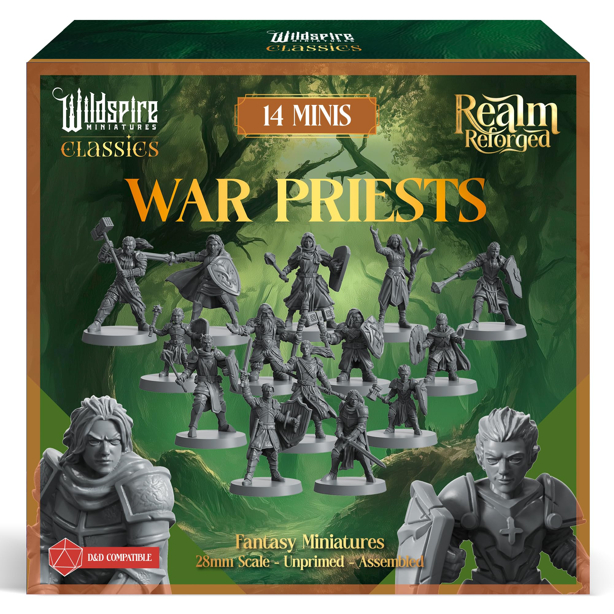 Warpriest Class Set - Paladins, Druids, Clerics - Characters, NPC for DND Miniatures Bulk I 28mm Dungeon Dragons D&D Miniatures I DND Minis D&D Figures I Pathfinder, Daggerheart, Realm Reforged