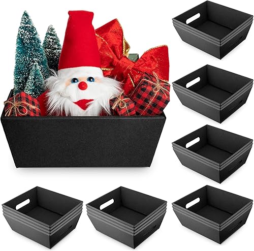 20 cestas de 10 x 8 pulgadas para regalos de Navidad, canastas vacías de cartón kraft con asa, cesta de regalo para Navidad, vacaciones,