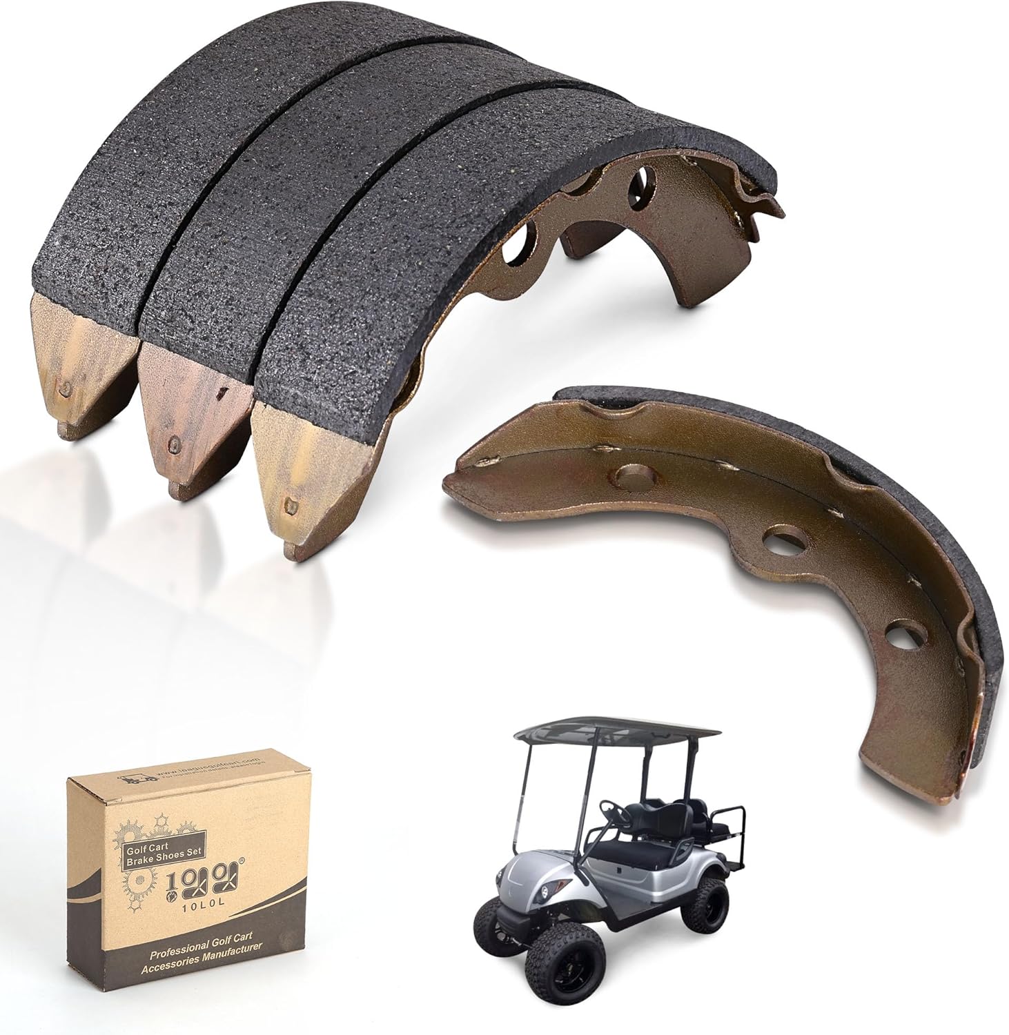 10L0L Golf Cart Brake Shoes, Replacement Brake Pads for Club Car DS&Carryall (Manual Adjust) 1981-1994, EZGO G&E 1982-1986, Yamaha G1 1979-1981, Columbia Par Car G&E 1986-2017