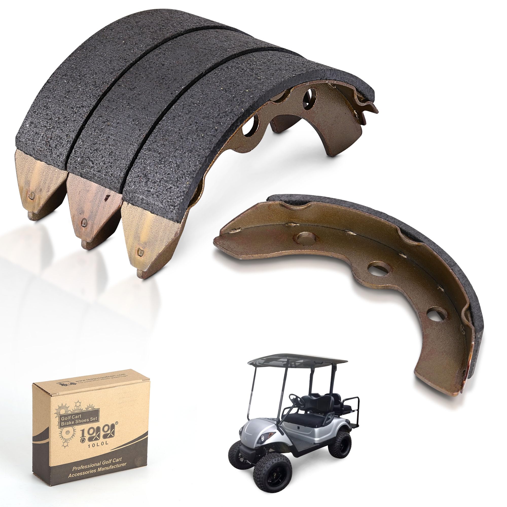 10L0L Golf Cart Brake Shoes, Replacement Brake Pads for Club Car DS&Carryall(Manual Adjust) 1981-1994, for EZGO G&E 1982-1986, for Yamaha G1 1979-1981, Columbia Par Car G&E 1986-2017