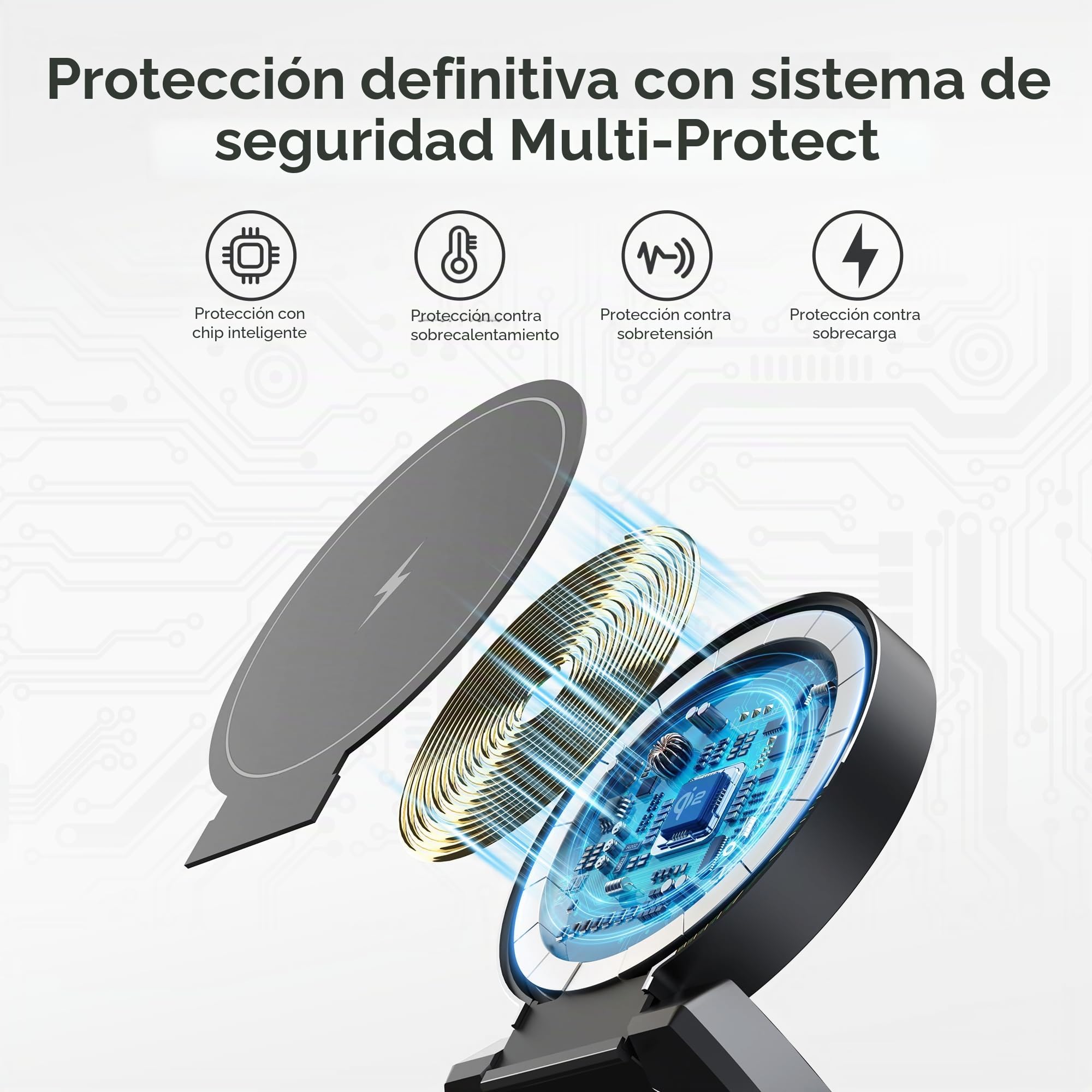 Cargador Inalámbrico 3 en 1 Qi2 15W Magnético de Aluminio para iPhone 17/16/15/14/13/12, Apple Watch S10/9/8 y AirPods 4/3/2/Pro, Estación de Carga Rápida Inalámbrica para Múltiples Dispositivos