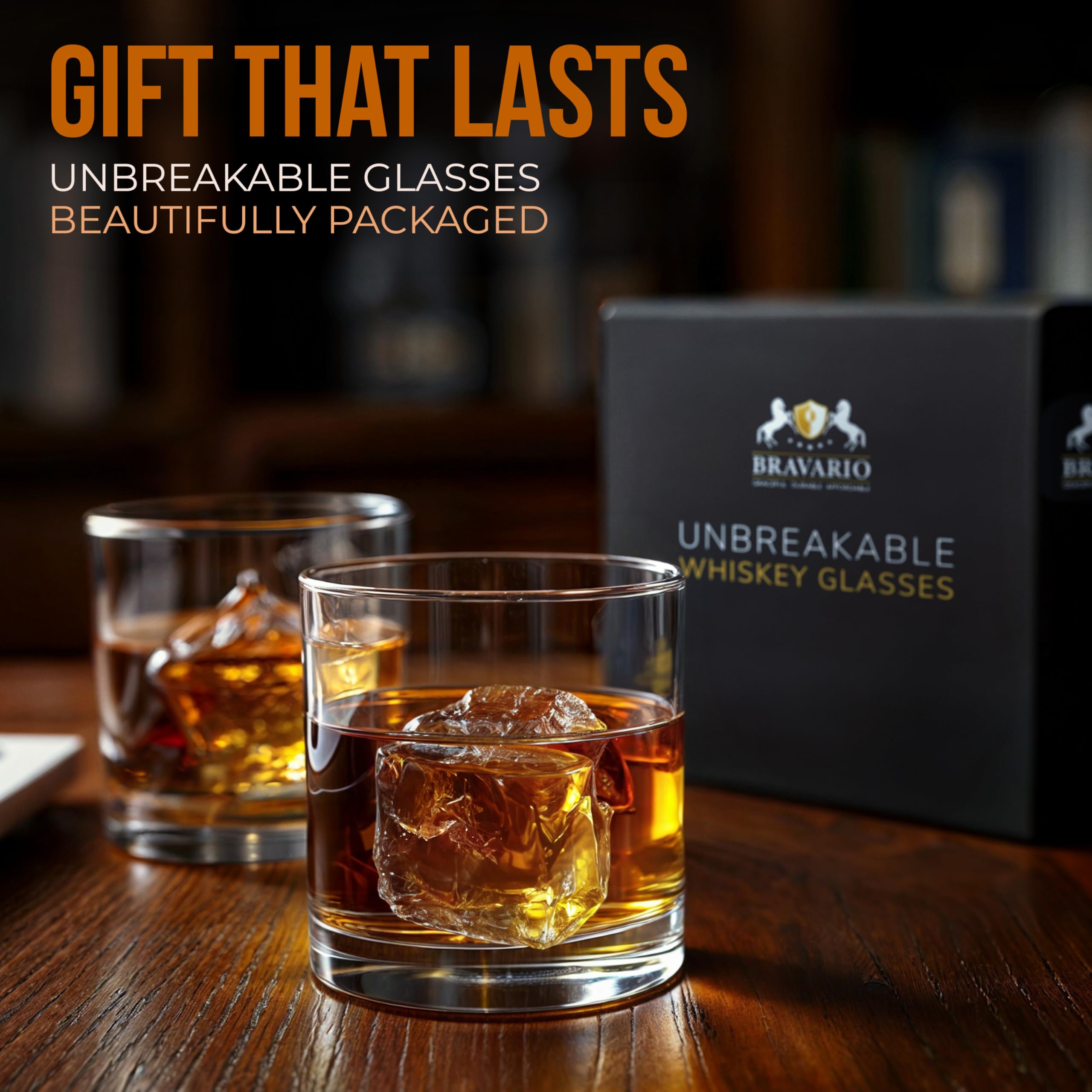 Verres à whisky incassables – 354oz Tritan en plastique incassable avec verres à cocktails classiques pour Scotch, Bourbon et Highballs – Sans BPA et passe au lave-vaisselle (lot de 8)