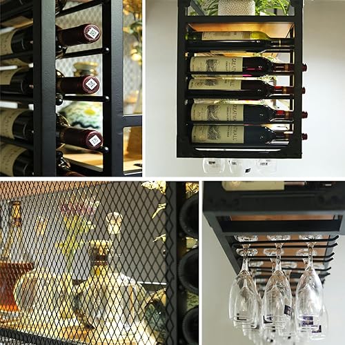 Miniatura 4 de Soporte para copas de vino soporte para botellas de vino montado en la pared estantes colgantes para copas de vino soporte colgante de 2 capas