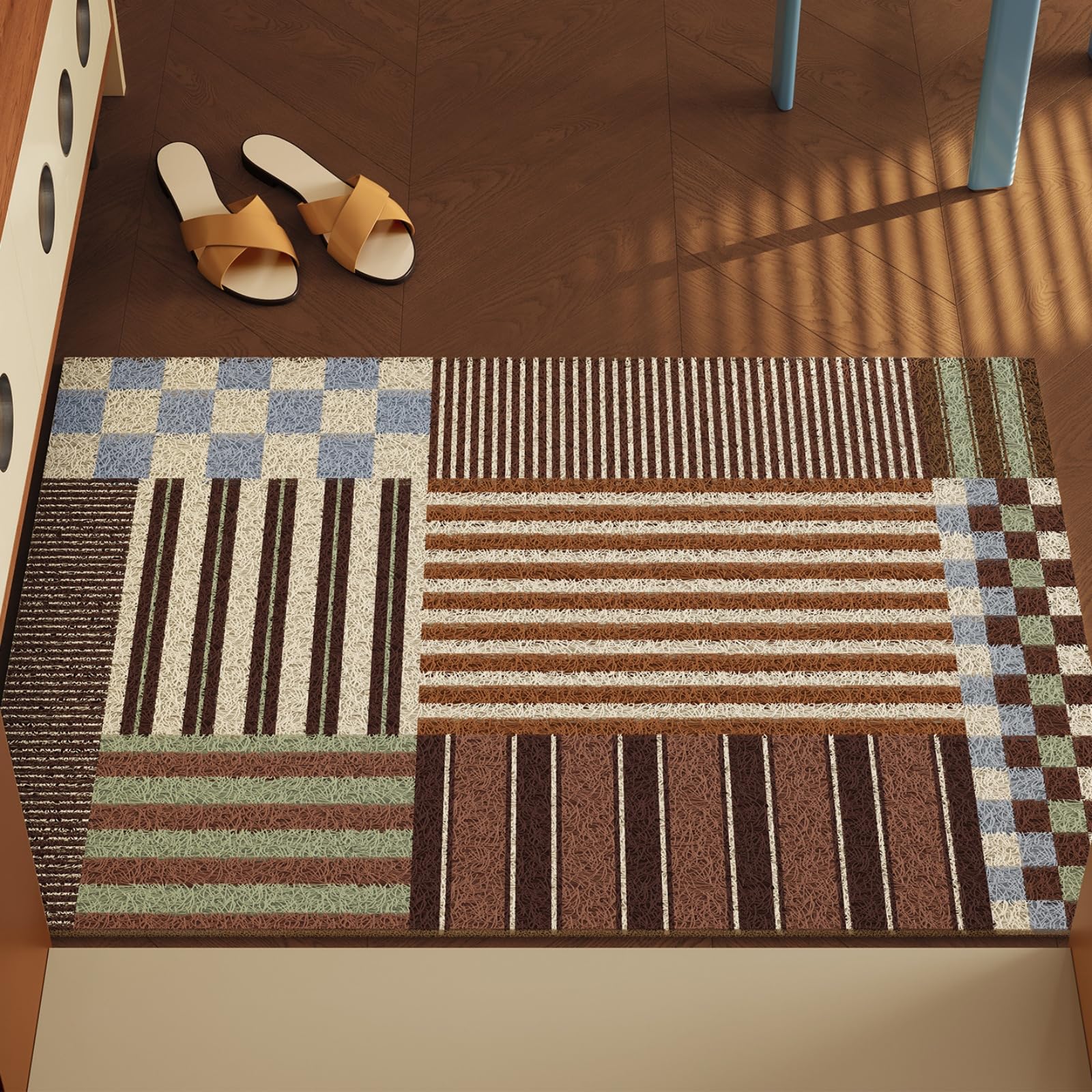Tapis de sol en luffa PVC marron grand format drainant et doux
