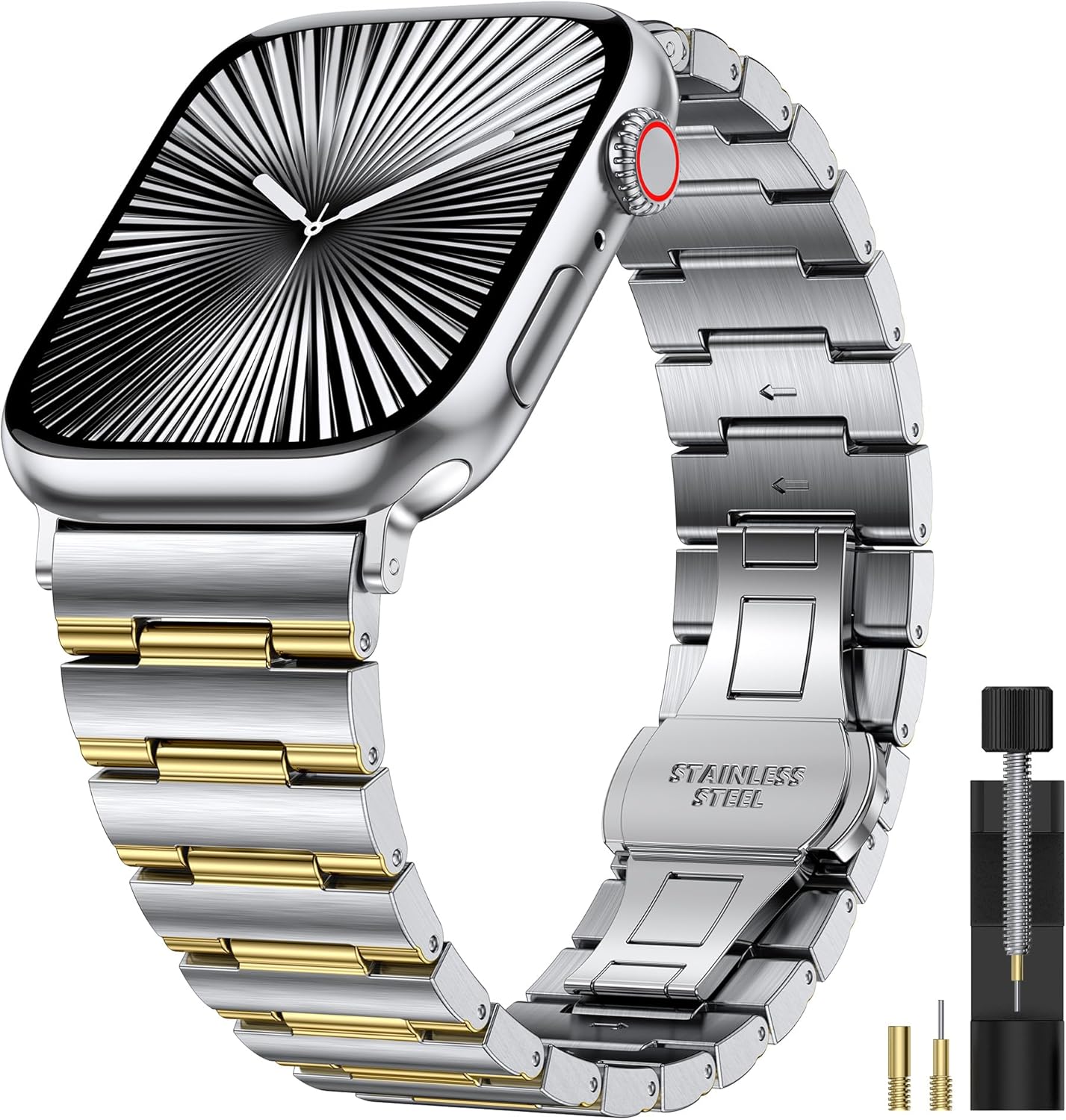 Compatible with Apple Watch Bands 49mm 46mm 45mm 44mm 42mm 41mm 40mm 38mm Men Women, Stainless Steel Metal Business Luxury Slim Wristband Strap for iWatch Series 11 10 9 8 7 6 5 4 SE/Ultra 3 2 1