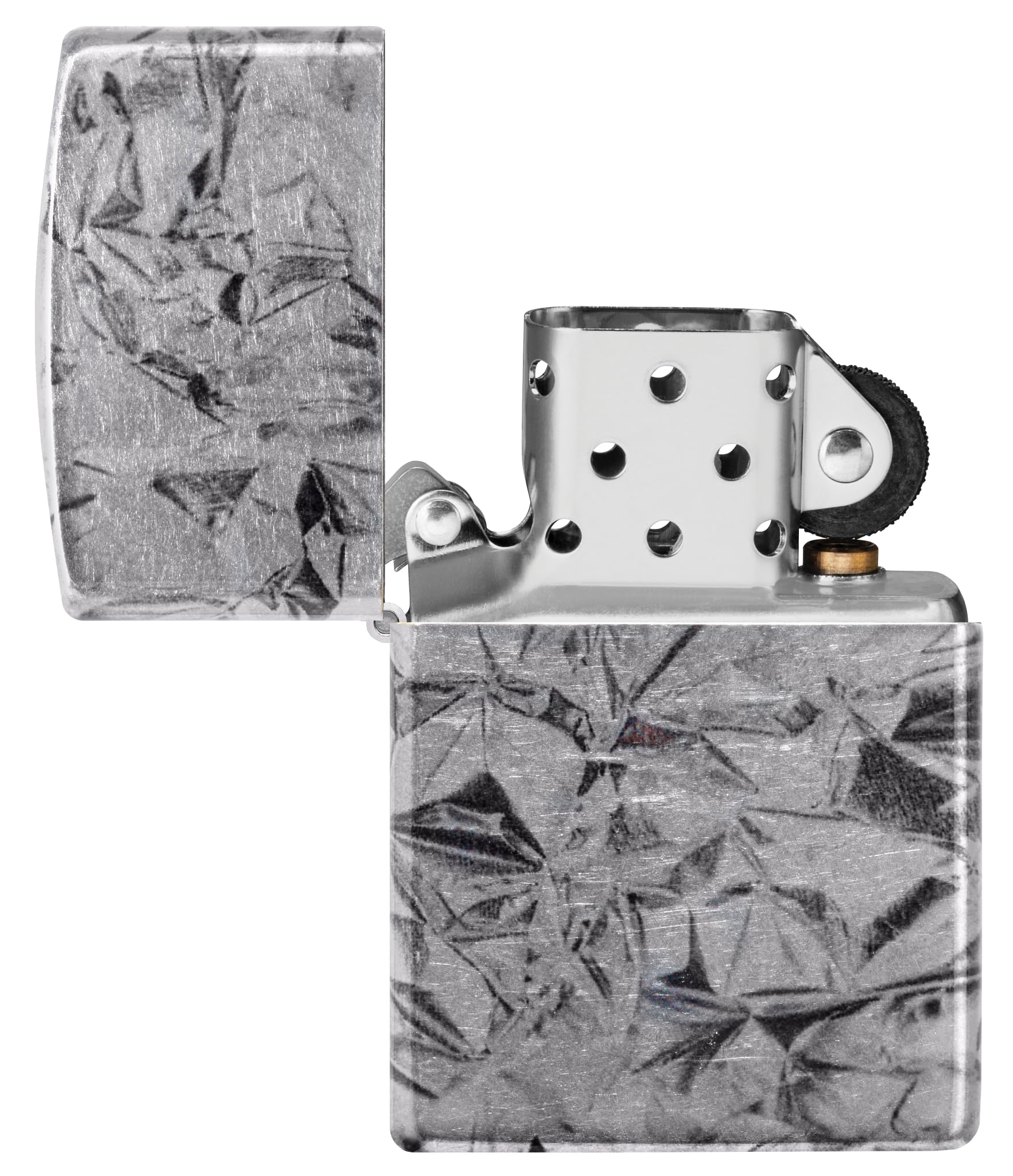 Zippo Sturmfeuerzeug - Aluminum foil, 540° Tumbled Chrome, Fusion - Nachfüllbar - Wiederverwendbar - Windfestes Design - Geschenkbox - Made in USA