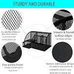 Desk Organizers, Metal Mesh Stationery Desktop Organizer, Pen Holder Desk Organizer and Storage Office Supplies Desk Accessories Essentials Caddy with Drawer for Home, Office, School (Black)