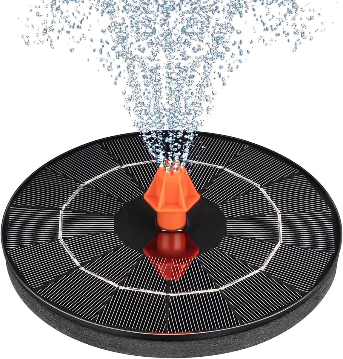 3.5W Solar Fountain, Upgrade Solar Water Fountain Pump Outdoor,Solar Bird Bath Fountains with 4 Fixed Rods & 8 Orange Nozzles for Bird Bath, Garden, Pond, Pool