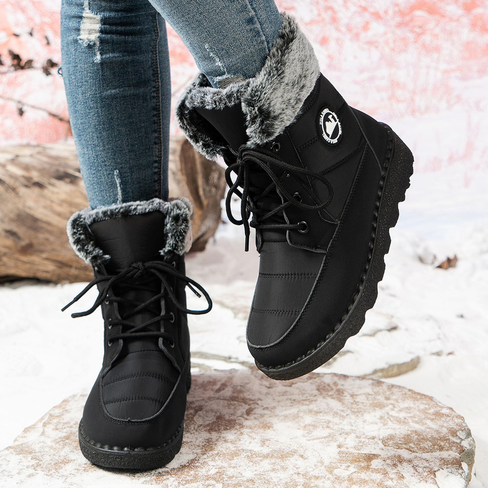 Apres Ski Femme Bottes De Neige Botte Hiver Imperméable Bottines Boots Fourrées Apres-Ski Chaussure Bottine Botas Chaussures Glacia Barefoot Grand Froid Fourrée D'hiver Chaude Randonnée Après-Ski