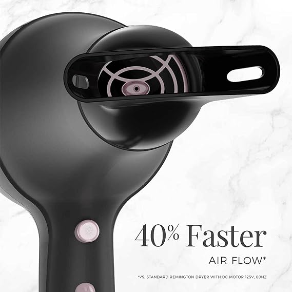 Remington Pro Pearl Ceramic Hair Dryer 1875W Fast Drying, Professional AC Motor, 3 Heat + 2 Speed Settings, Cool Shot, Diffuser & Concentrator Included
