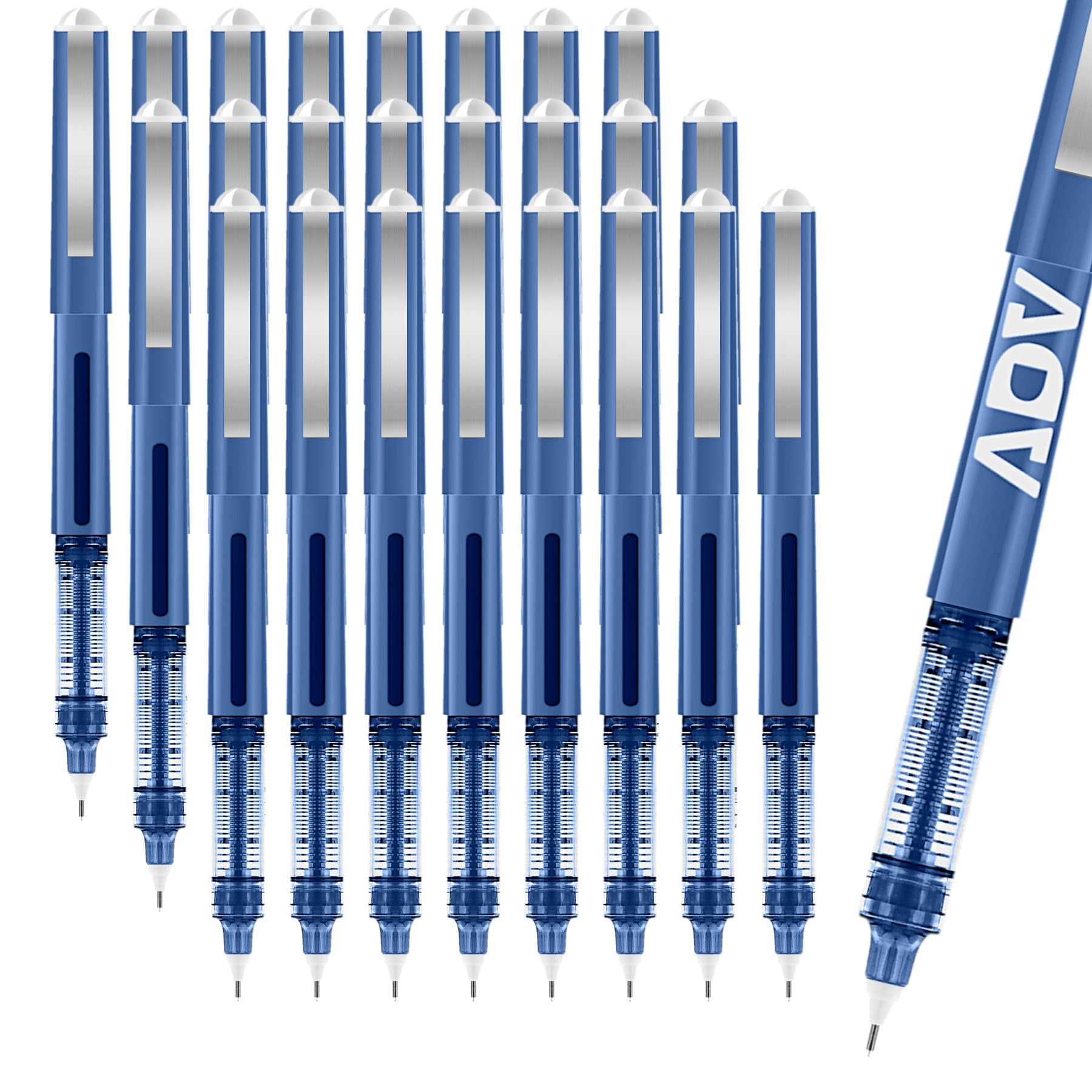 ADV Rollerball Gel Pens 0.5mm Fine Needle Tip (24, Blue)