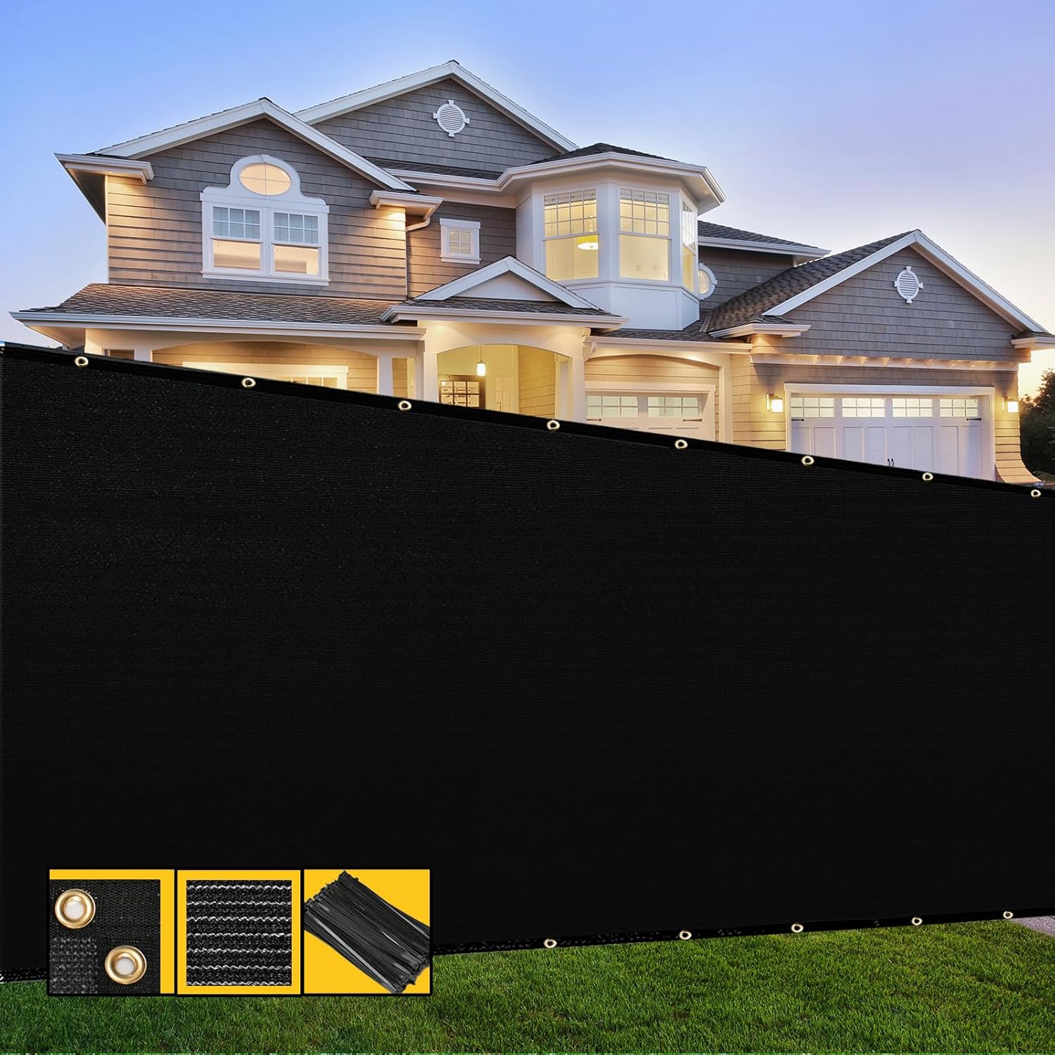 4' x 50' Black Fence Privacy Screen,with Bindings & Grommets,Heavy Duty for Gardens Backyard Patio Tennis Court Pool Construction Project Outdoor Events,We Make Custom Sizes