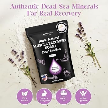 Aromasong Muscle Recovery Bath Soak for Muscle | Sore Muscle Soak with Dead Sea Salt, OptiMSM, Magnesium Flakes & Essential Oils | 3 Lb. - Made in USA.