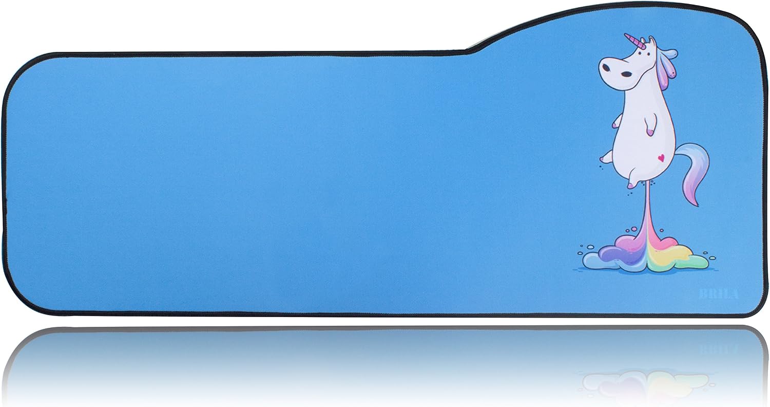BRILA Extended Mouse pad - Curve Design Gaming Mouse pad - Stitched Edges & Skid Proof Rubber Base - 29.5" x 12.1" x 0.12" X-Large Mouse Keyboard Desk Mat for Computer Laptop (Cute Unicorn)