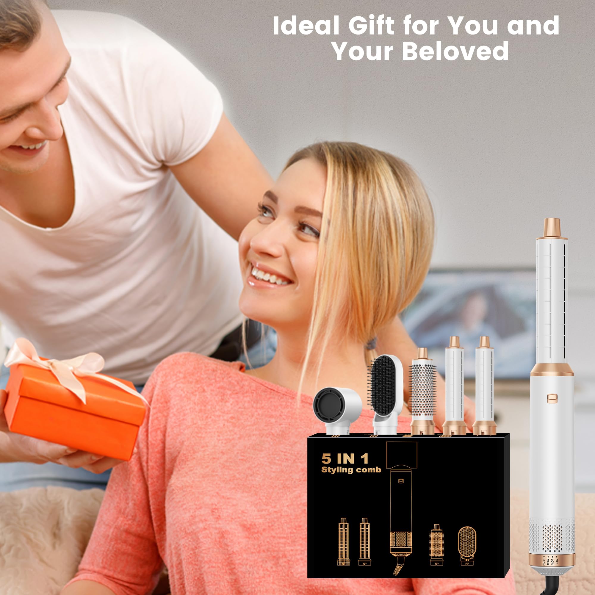 Air styler pro Secador 5 en 1 Secador Moldeador de Pelo 5 Cabezales Intercambiables 3 Temperaturas moldeador pelo Cepillo Secador Pelo uego de Brochas para Secar el cCabello