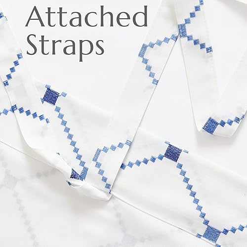 Miniatura 8 de jinchan Cortina Cenefa con Cordones con Bordado de Diamantes con Borde de 45 Pulgadas Cenefa Geométrica Bolsillo para Varilla Cortinas Ajustables