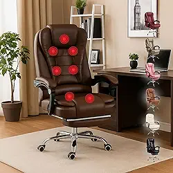 Cadeira de Escritório de Massagem Presidente Home Office Giratória Executiva (Marrom Escuro)