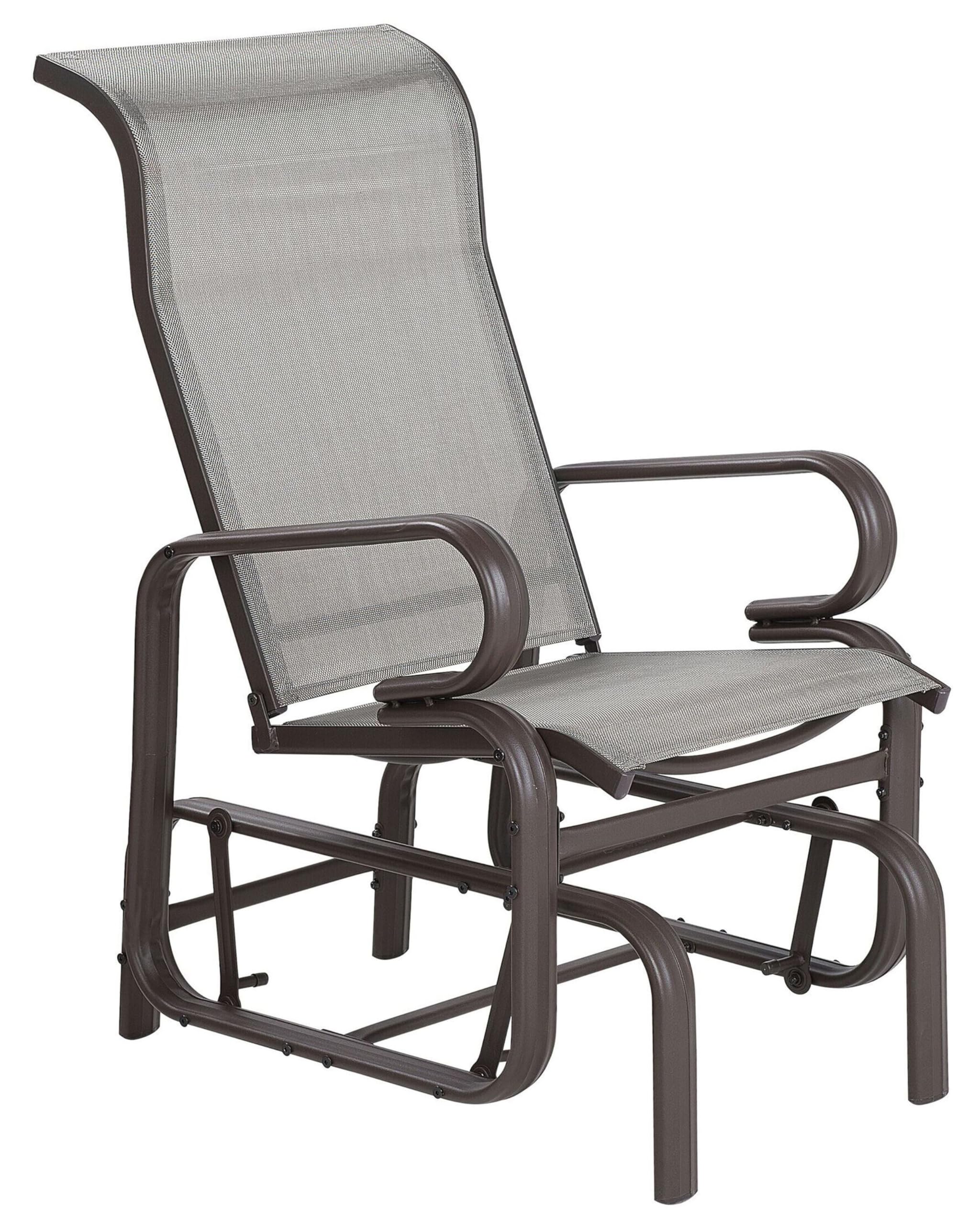 Beliani Chaise Fauteuil à Bascule en Aluminium et Textile Marron Confortable Durable et Élégante pour Salon Jardin ou Terrasse au Style Moderne
