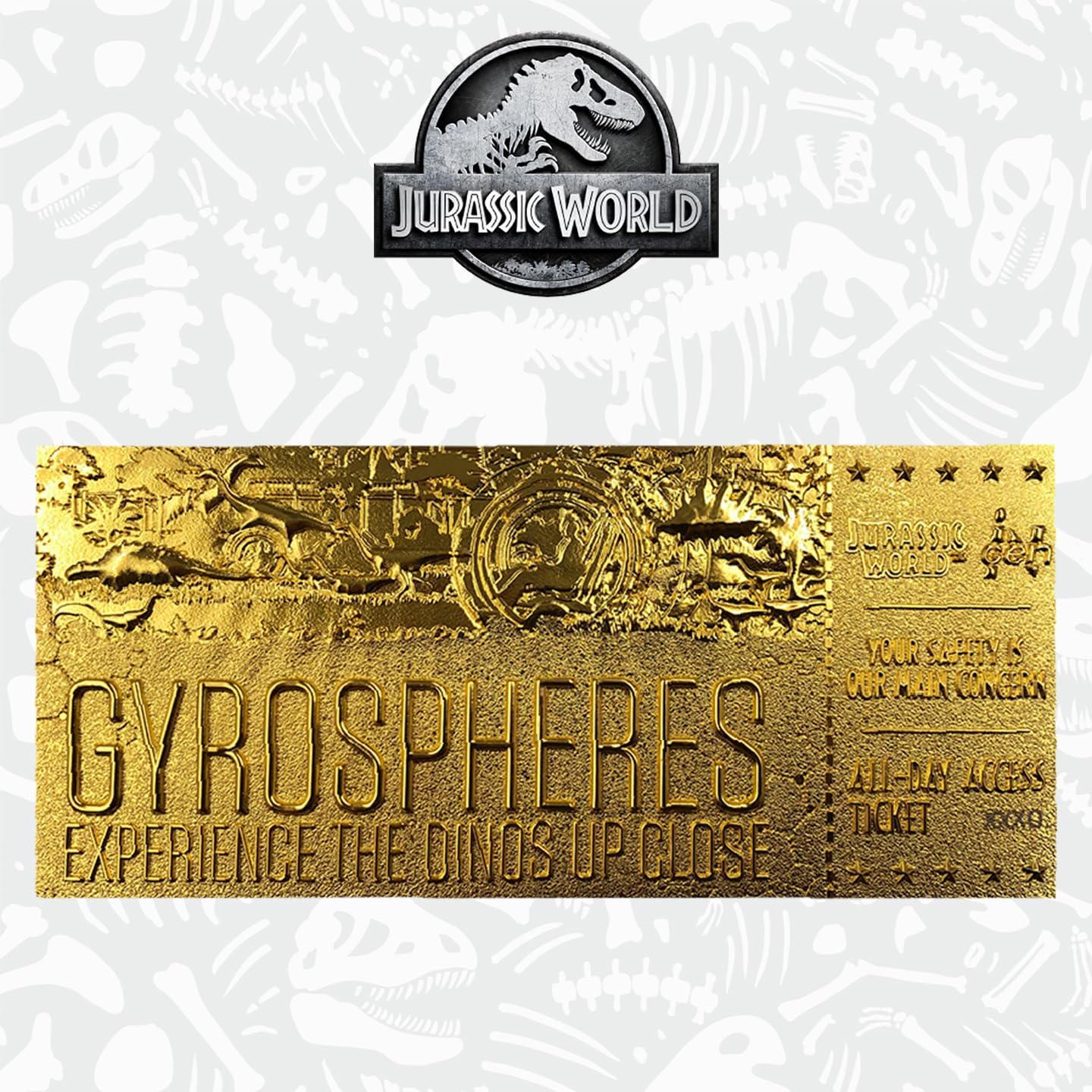Limited 24k Gold Gyrosphere Ticket for Jurassic World