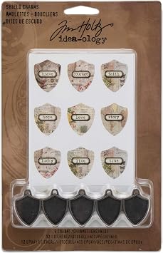 Shield Charms by Tim Holtz Idea-ology, Pack of 5, Antique Nickel Finish, TH93212