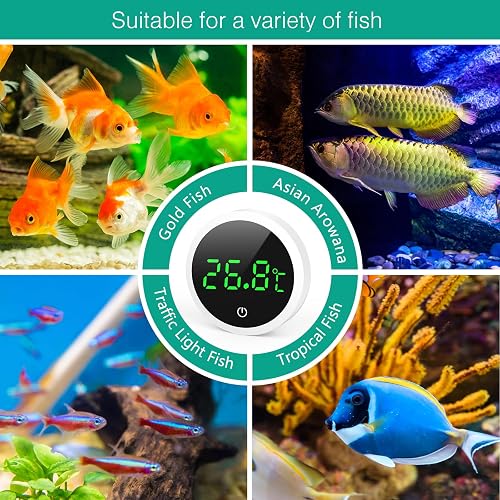 ORIA Digital Aquarium Thermometer, Stick-On LED Display, Celsius Only - 5