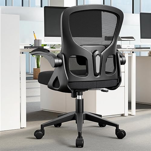Miniatura 2 de Silla de oficina ergonómica, soporte lumbar ajustable, silla giratoria cómoda con reposabrazos abatibles que ahorran espacio, silla de juegos de