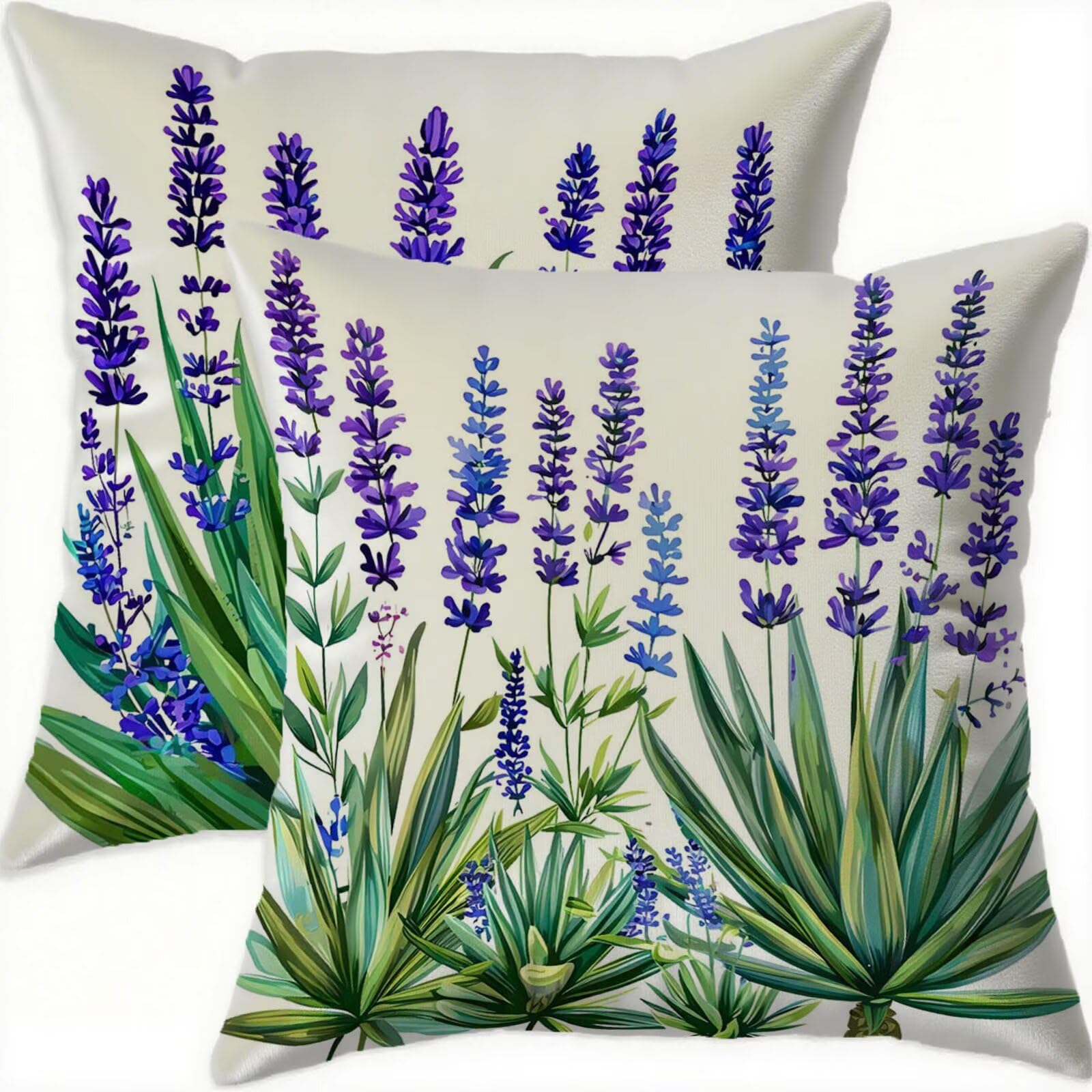 Housse coussin 80x80cm salon velours imperméable lot de 2 violet
