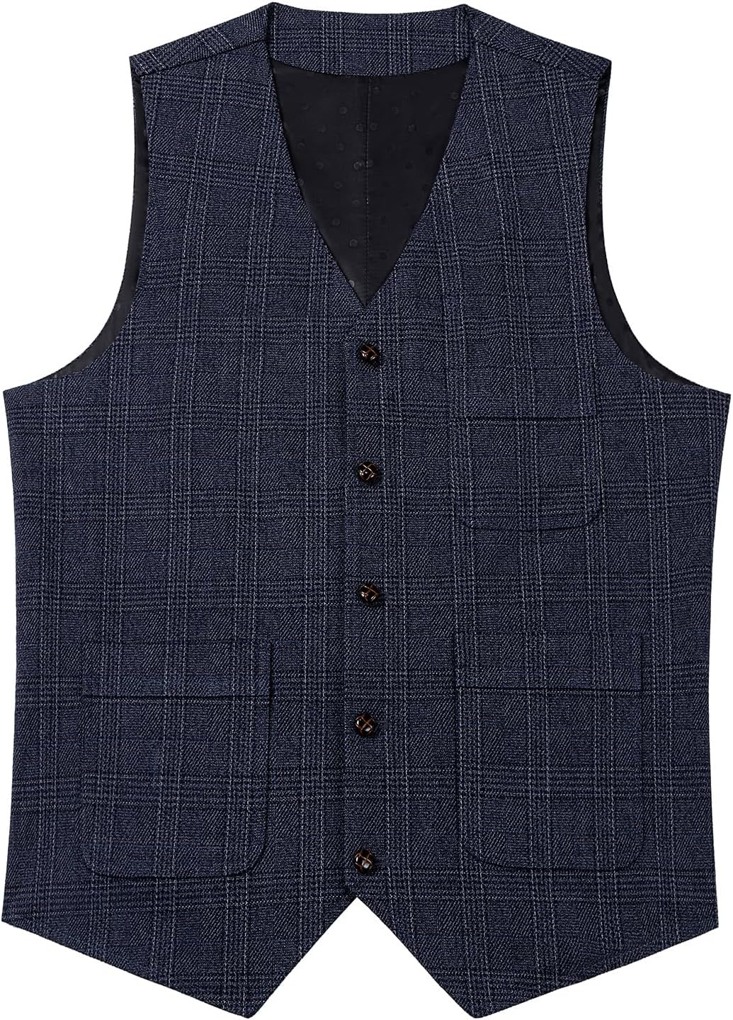 SevenBoy Mens Vintage Suit Vest Plaid Tweed Regular Fit Waistcoat Polka Dot