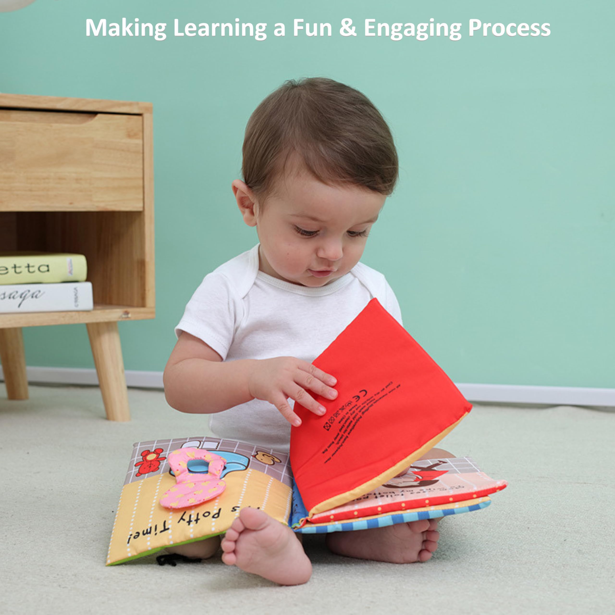 LLika My Quiet Book for Toddlers 1-3 - Cloth Books for Babies 6-12 Month Old. Sensory Books for Babies 6-12 Months. Newborn Toys Touch and Feel Books for 6 Months Old. Busy Book (Potty time) 4