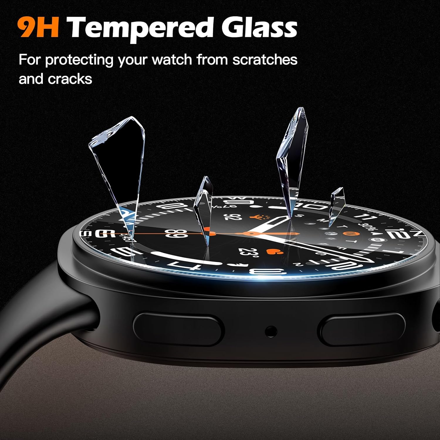 JULK [3 Pack for New 2025 Samsung Galaxy Watch 8 40mm Screen Protector [9H Hardness] [HD Clear] Shatterproof & Scratch Resistant Tempered Glass Film Includes 1 Alignment Tool and 1 Black Bumper - Image 2
