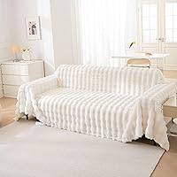 Vista 92 de VClife funda boho de sofá de felpilla para sofá seccional, funda antideslizante para sofá de 2 plazas, protector para mascotas con borlas, funda