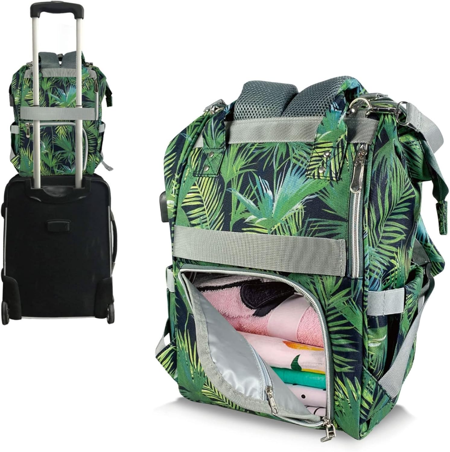 Mr. Peanut's Tili Dili Premium Diaper Backpack with USB Charging Port (Tropical) - Image 7