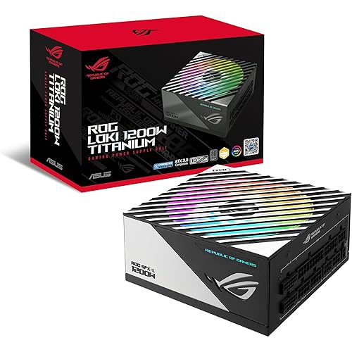 ASUS ROG Loki SFX-L 1200W Titanium PSU (Fully Modular Power Supply, 80+ Titanium, 120mm PWM ARGB Fan, Aura Sync, ATX 3.0 Compatible, PCIe 5.0 Ready, 10 Year Warranty)