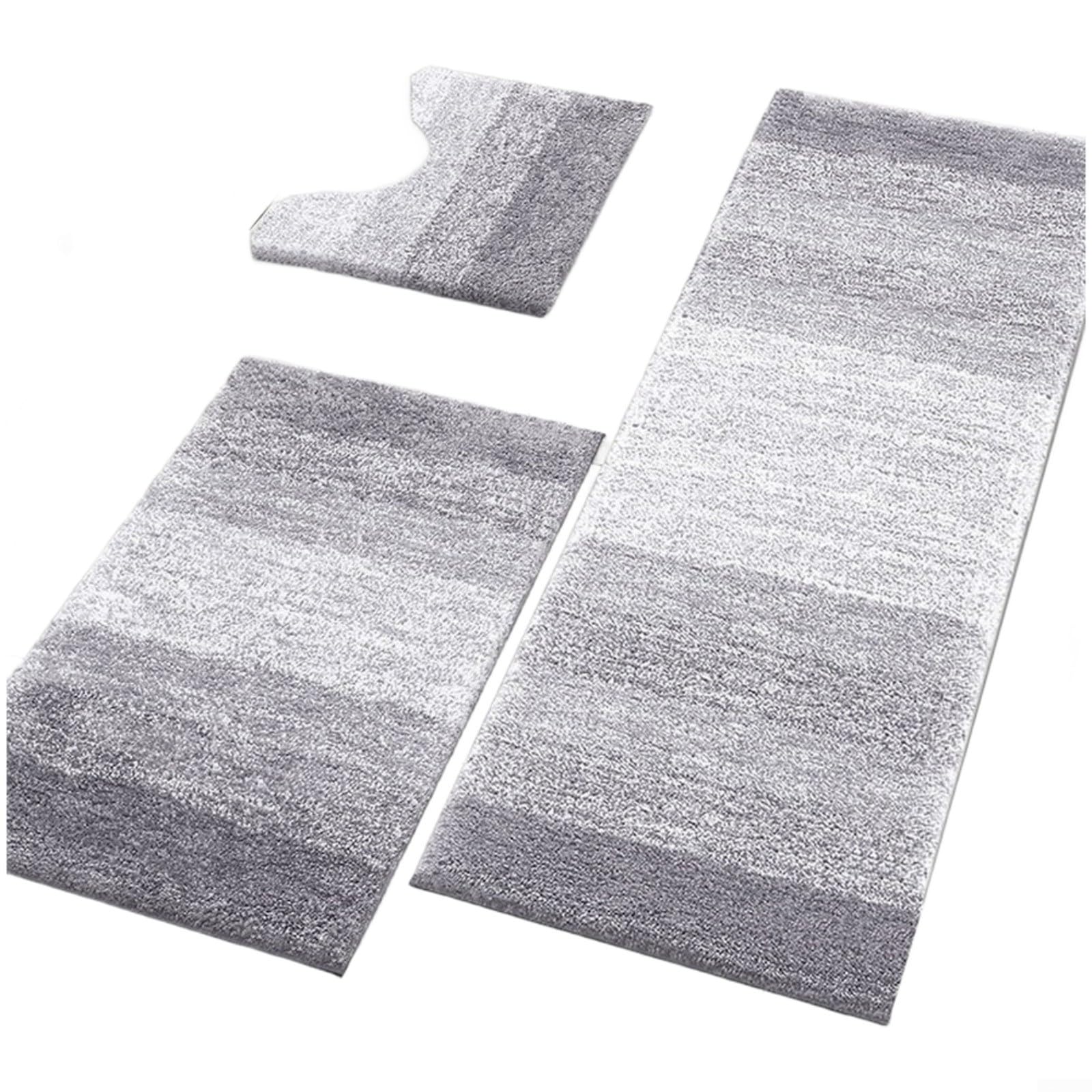 Juego de alfombras de baño de franela ultra suave, superabsorbente, antideslizante, lavable a máquina, alfombra de microfibra para el hogar, 1 o 3 piezas (D gris mediano)
