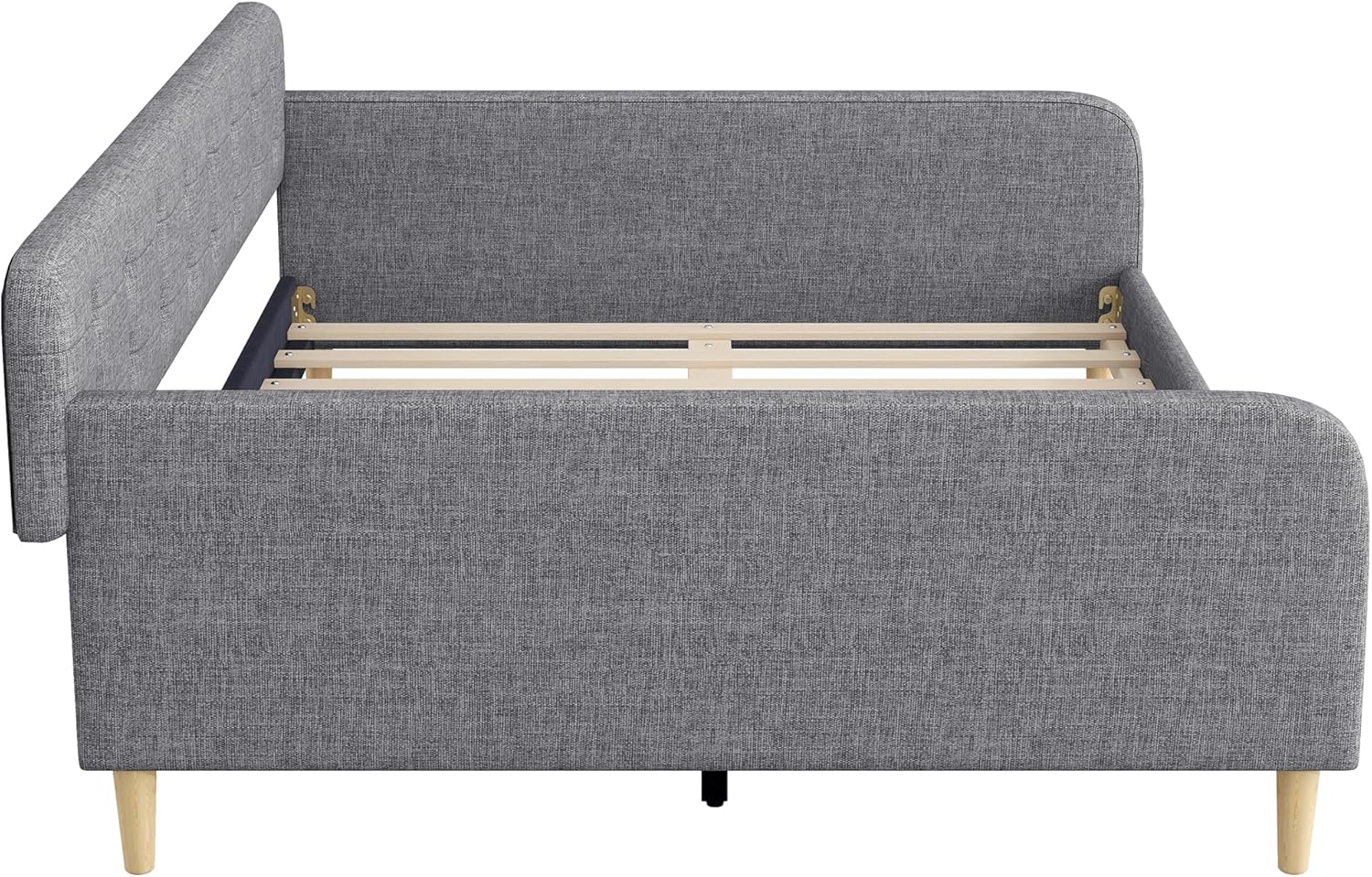 Bellemave Queen Upholstered Daybed with 4 Support Legs, Corner Bed, Upholstered Bedframe for Kids,Teens,Adults, Gray (Linen)