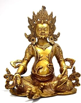 Aapno Craft Large Kuber Statue Brass Golden Kuber Idols Hindu God of Wealth Sculpture Hinduism Deity Figurine Diwali Gifts Worship Decor