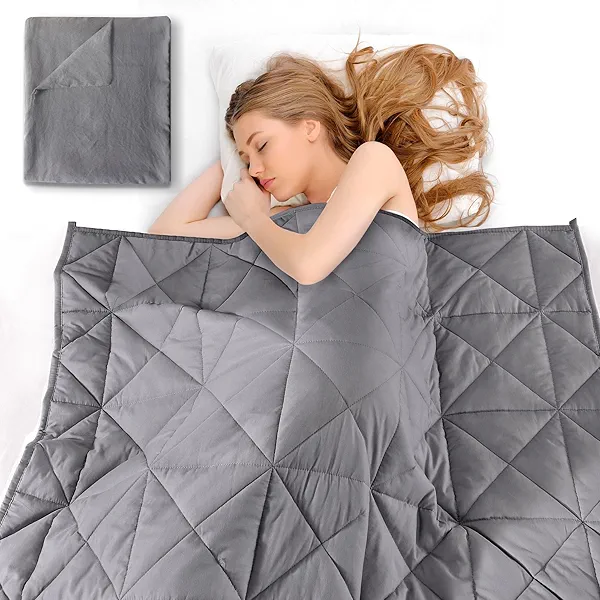 Weighted Blanket with Washable Duvet Case (10 lbs 47"x70"), Cooling Heavy Blanket with Glass Beads, Throw Blanket for All Seasons (Grey)
